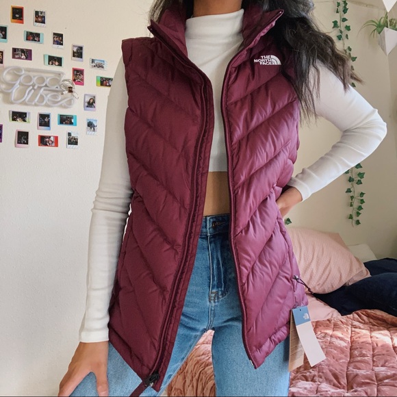 Maroon The North Face Puffer Vest 